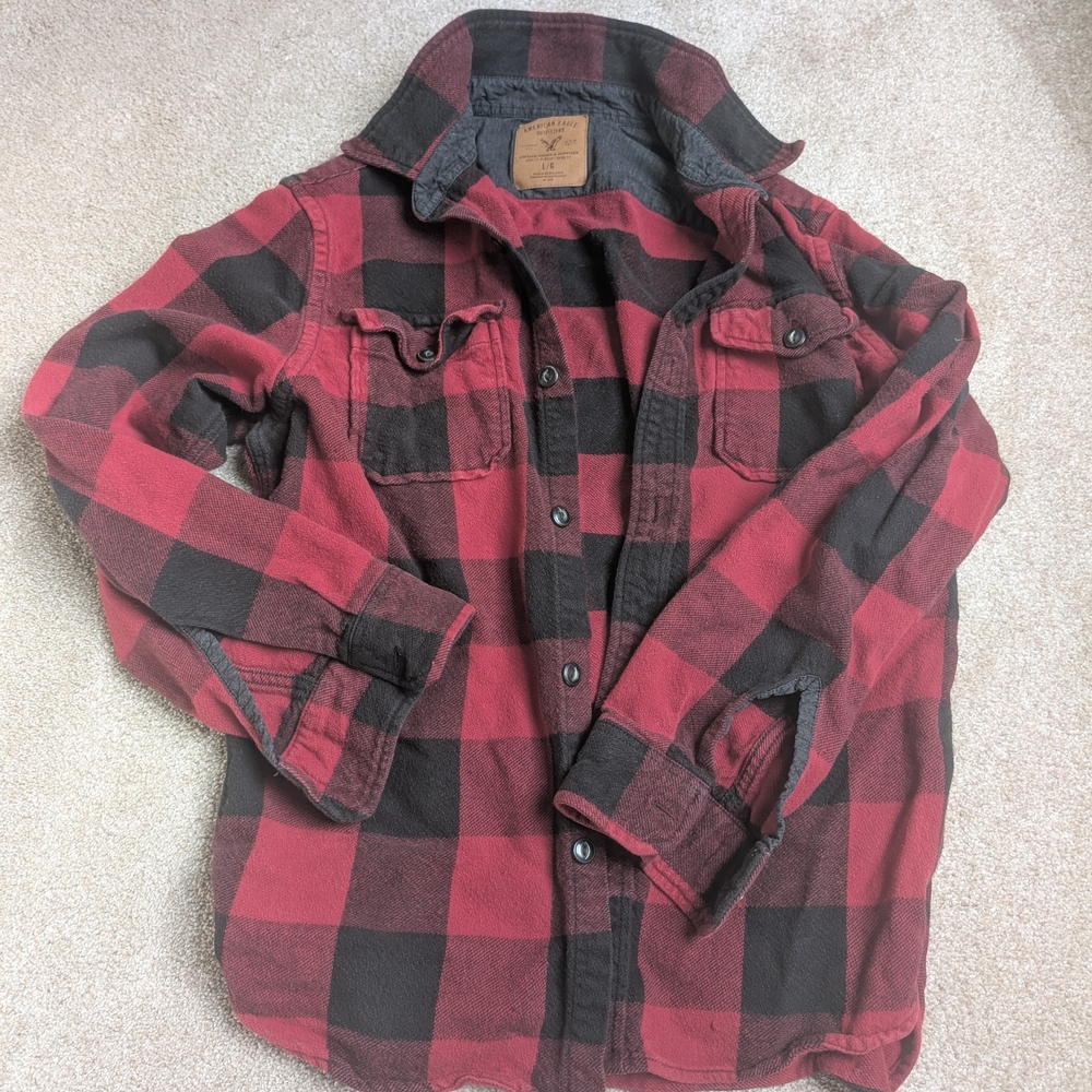 American Eagle Outfitters Red and Black Checkered Shirt